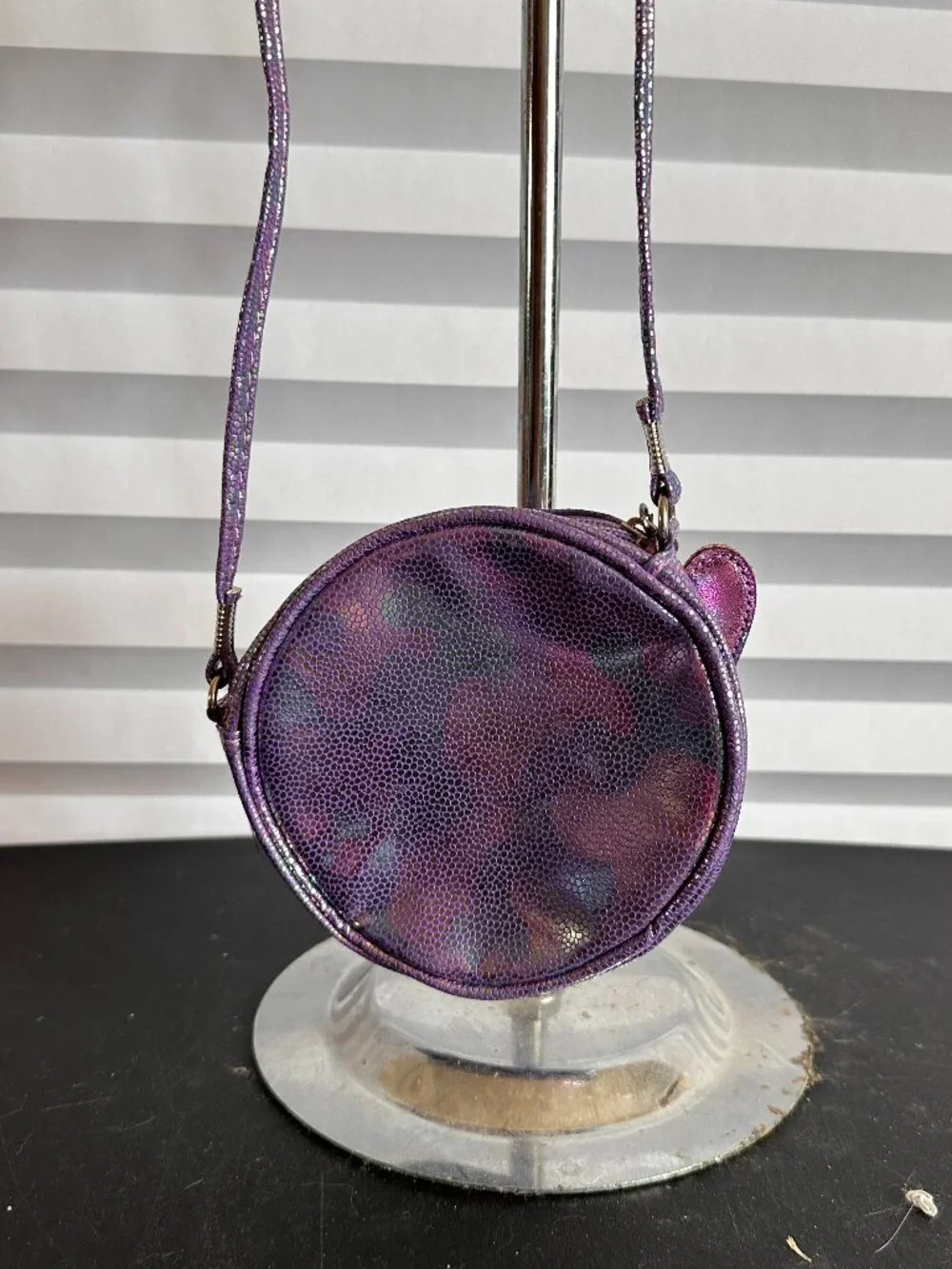 Round Purple Canteen Crossbody Bag Purse Shoulder Handbag